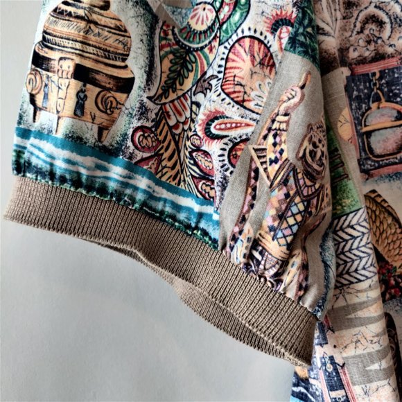 Reyn Spooner Mens Allover Aloha Mauna Kea Ribbed Collar Cuff Popover Shirt L - Picture 10 of 12